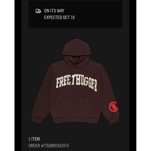 Travis Scott CJ X CACTUS PLANT FLEA MARKET "FREE THUGGER" HOODIE Size XL